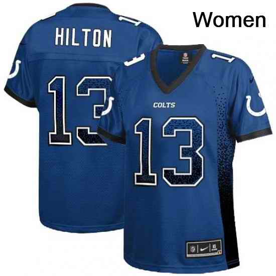 Womens Nike Indianapolis Colts 13 TY Hilton Elite Royal Blue Drift Fashion NFL Jersey